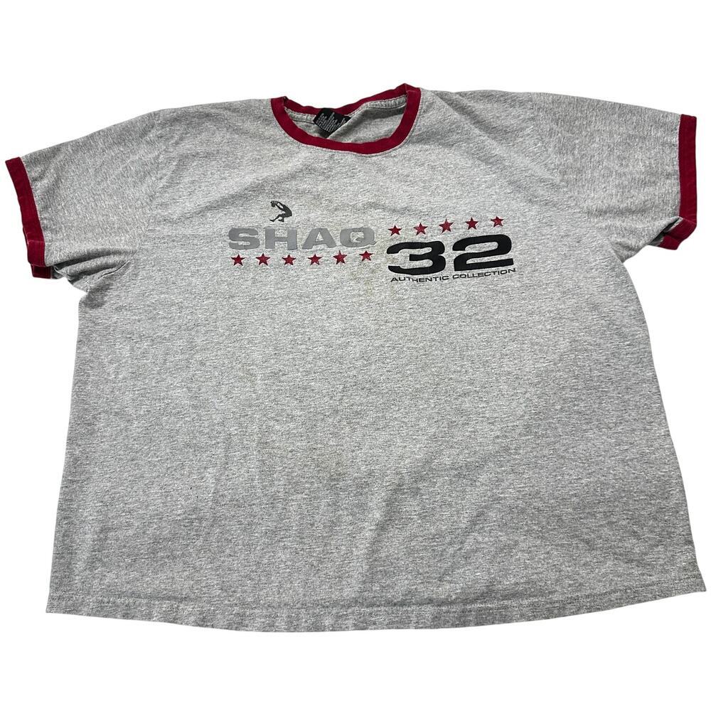 Shaquille O'Neal Shaq 32 Tee Shirt Mens XL Authentic Collection Gray STAIN